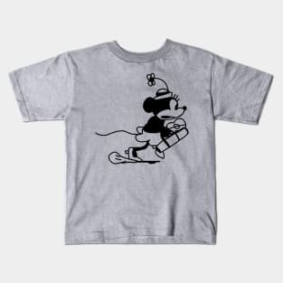 Steamboat Willie Running Cartoon Girl Mouse Kids T-Shirt